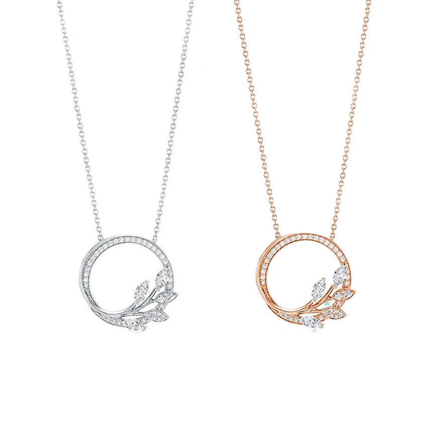 Серебро S925 пробы розовое золото серебро круглая подвеска в виде листьев Арабески