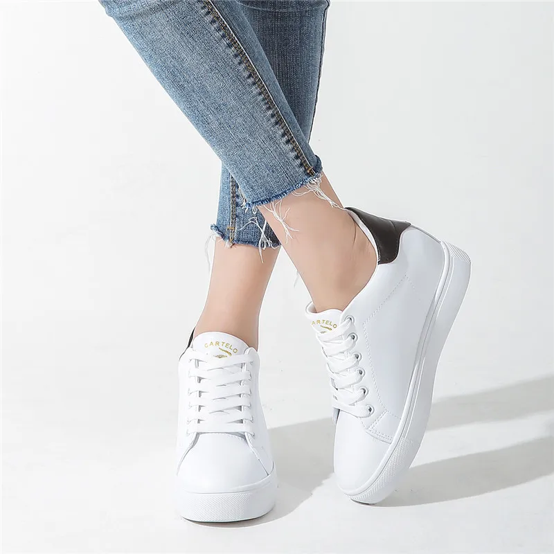 CARTELO/Женская обувь Повседневная Белая Женская простая Студенческая в Корейском