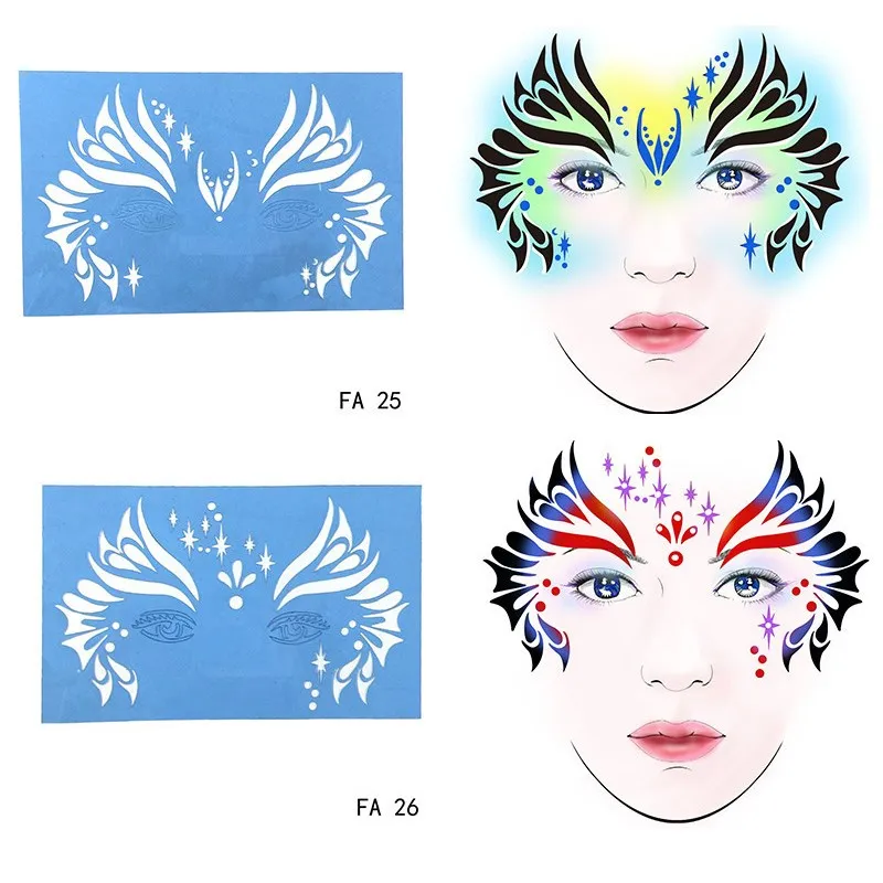 7 шт./компл. трафарет под краску для лица многоразовые шаблоны глаз разные дизайн