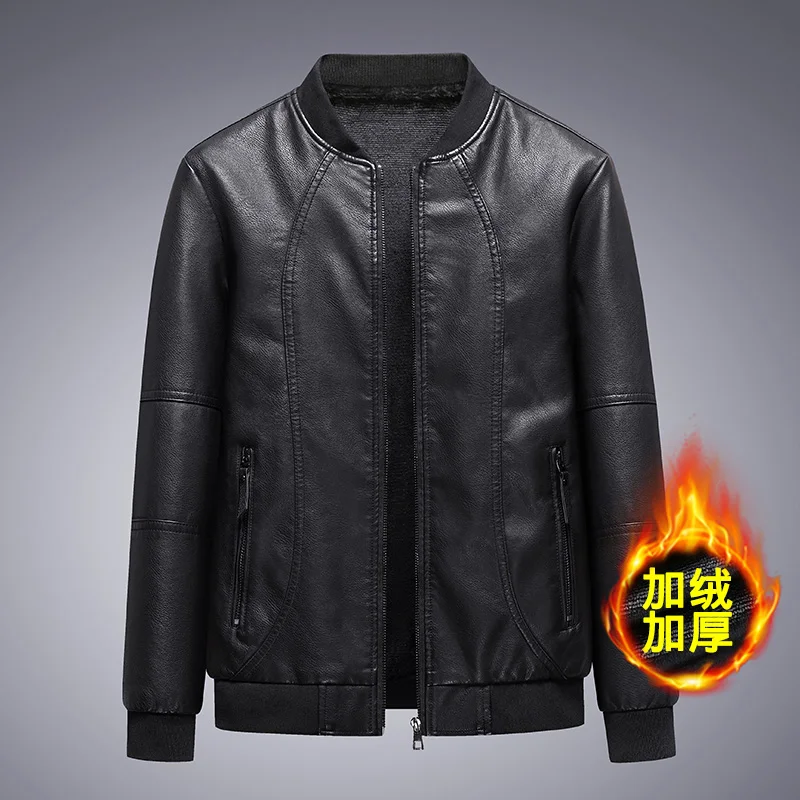 8XL Men Casual Motorcycle Jacket 2021 Men Fashion New Biker Leather Jacket Male Embroidery Bomber Coat Winter Fleece Pu Overcoat