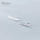 Modian минимализм розовое золото Цвет, серьги со шпилькой, для женщин, ослепительно AAA CZ свадебные серьги шпильки 925 серебряные ювелирные изделия