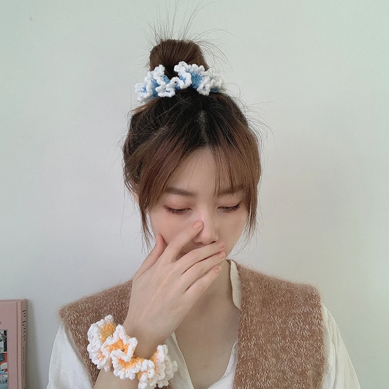 

Candy Color Women Warm Corduroy Big Hair Scrunchies Solid Soft Vintage Hair Gums Striped Fabric Rubber Bands For Hair Bun