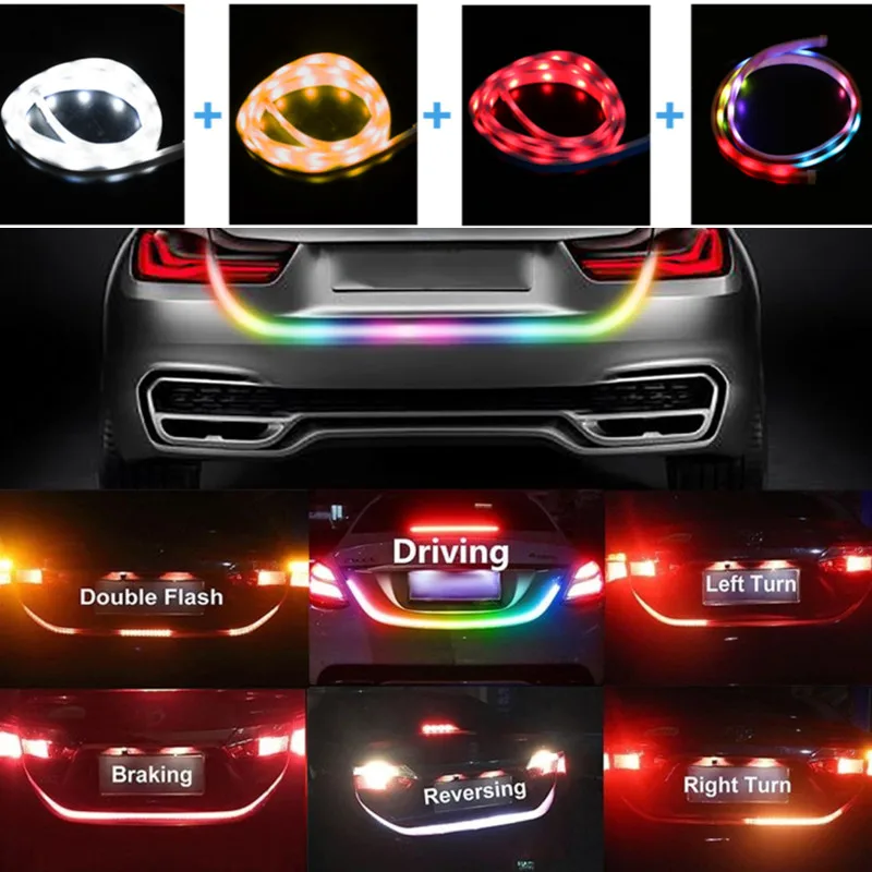 

120cm/150cm Dynamic Streamer Floating Additional Stop Light LED Car Tail Trunk Tailgate Strip Dynamic Streamer Turn Signal Lamp