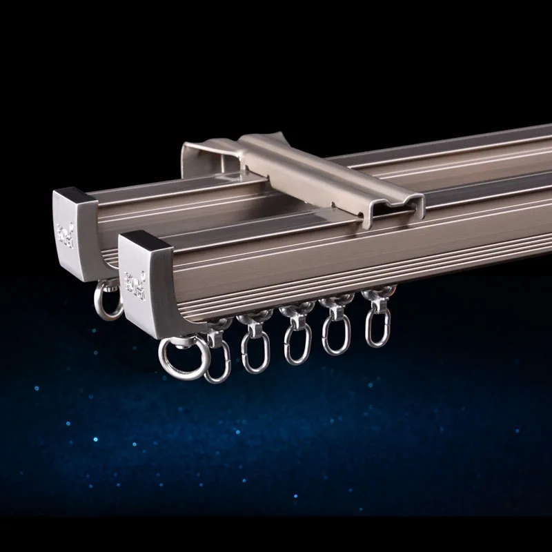 

Aluminum Alloy Curtain Track Rod Ceiling Side Installation Single Durable Triple Accessories Customize Size