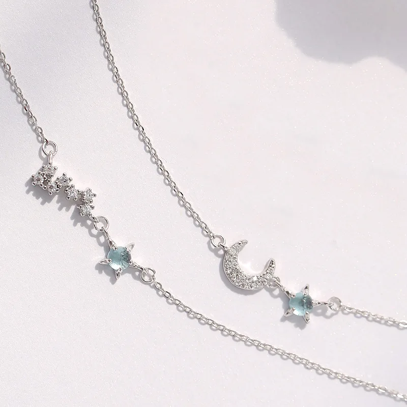 Элегантный стиль серебряный цвет Милая луна звезда прозрачный циркон звено