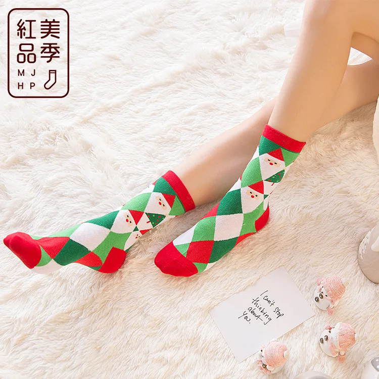 1 Box 5 Pairs Sock Winter Christmas Socks Gift Box Santa Cotton Thickened Warm Holiday Socks Wholesale