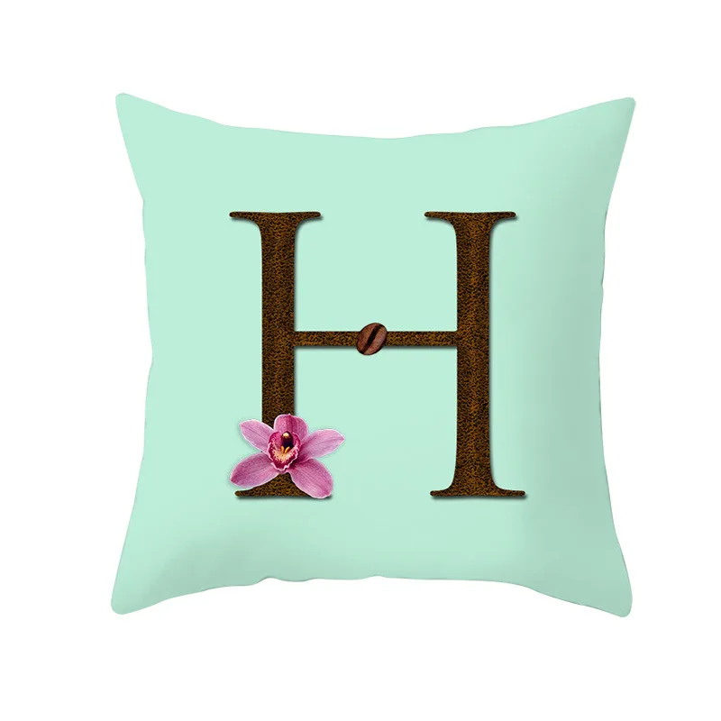 

Brown Letter Mint Green Pillow Peach Skin Pillowcase Car Sofa Cushion Cover Wholesale