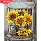 HUACAN краска по номеру Подсолнух ручная краска ed картина по номеру цветочный стул рисунок на холсте украшение дома DIY подарок 60х75см