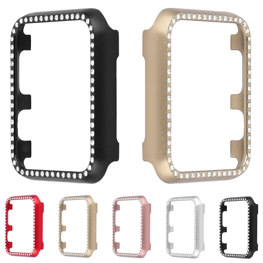 

Алмазный защитный чехол для Apple Watch серии 7 6 SE 5 4 3, алюминиевый чехол-бампер для Iwatch 40/44 мм 41 мм 45 мм 42 мм, аксессуары