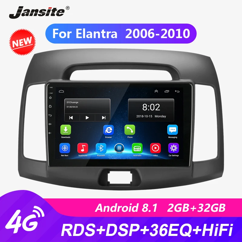 Jansite 9 &quot4G автомобильное радио для Hyundai Elantra 2006-2010 RDS Wifi Авторадио Android 8 1 2.5D