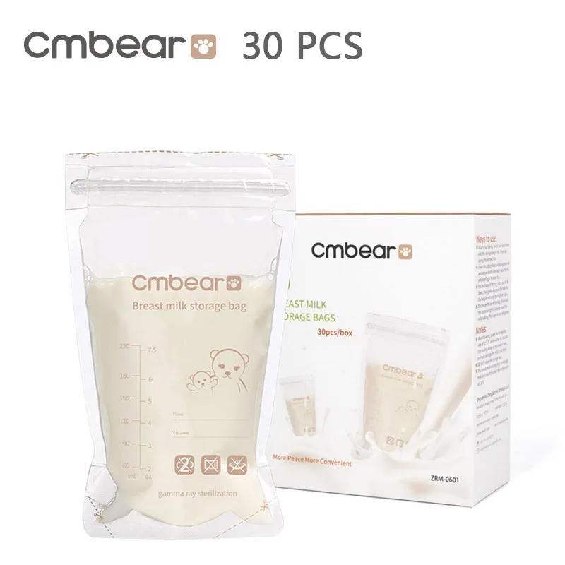 Cmbear 30 штук 220 мл молочный морозильник сумки для мам молоко детское питание пакет для хранения грудного молока детские безопасные сумки для кормления