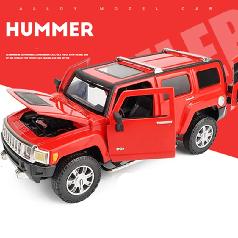 

1/24 HUMMER H3 Alloy Off-road Vehicle Model Diecast Simulation Metal Toy Car Model Sound and Light Collection Childrens Toy Gift