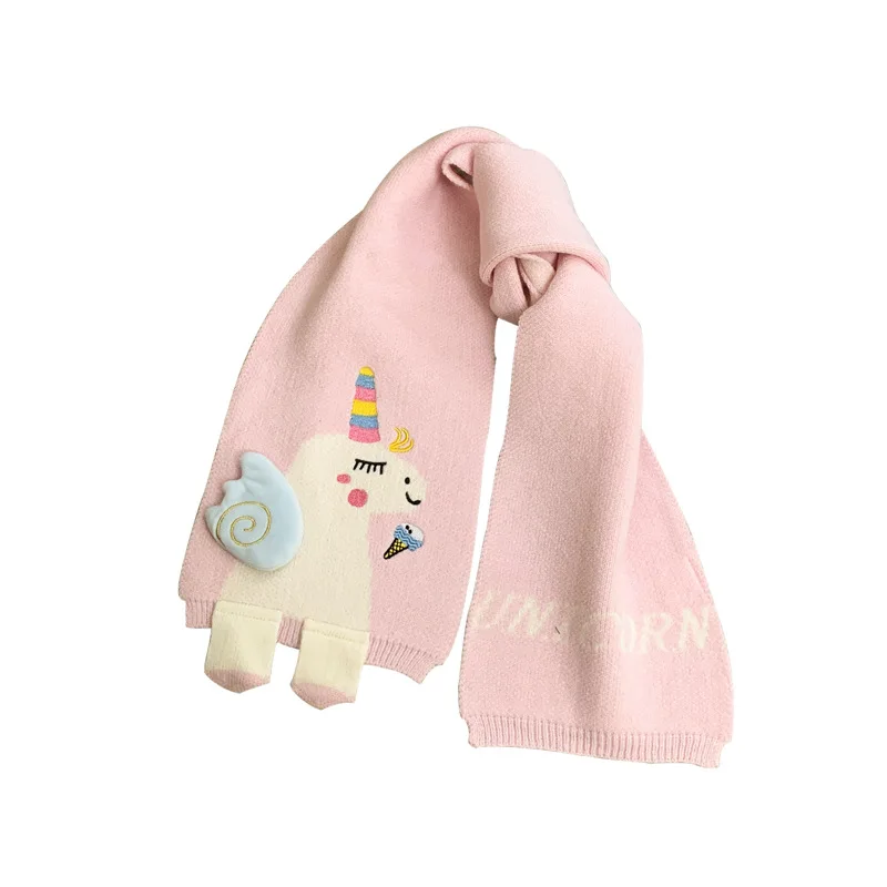 

Fashion Pink Colorful Scarf Kids Unicorn Pattern Scarves Autumn Winter Warm Cute Shawl