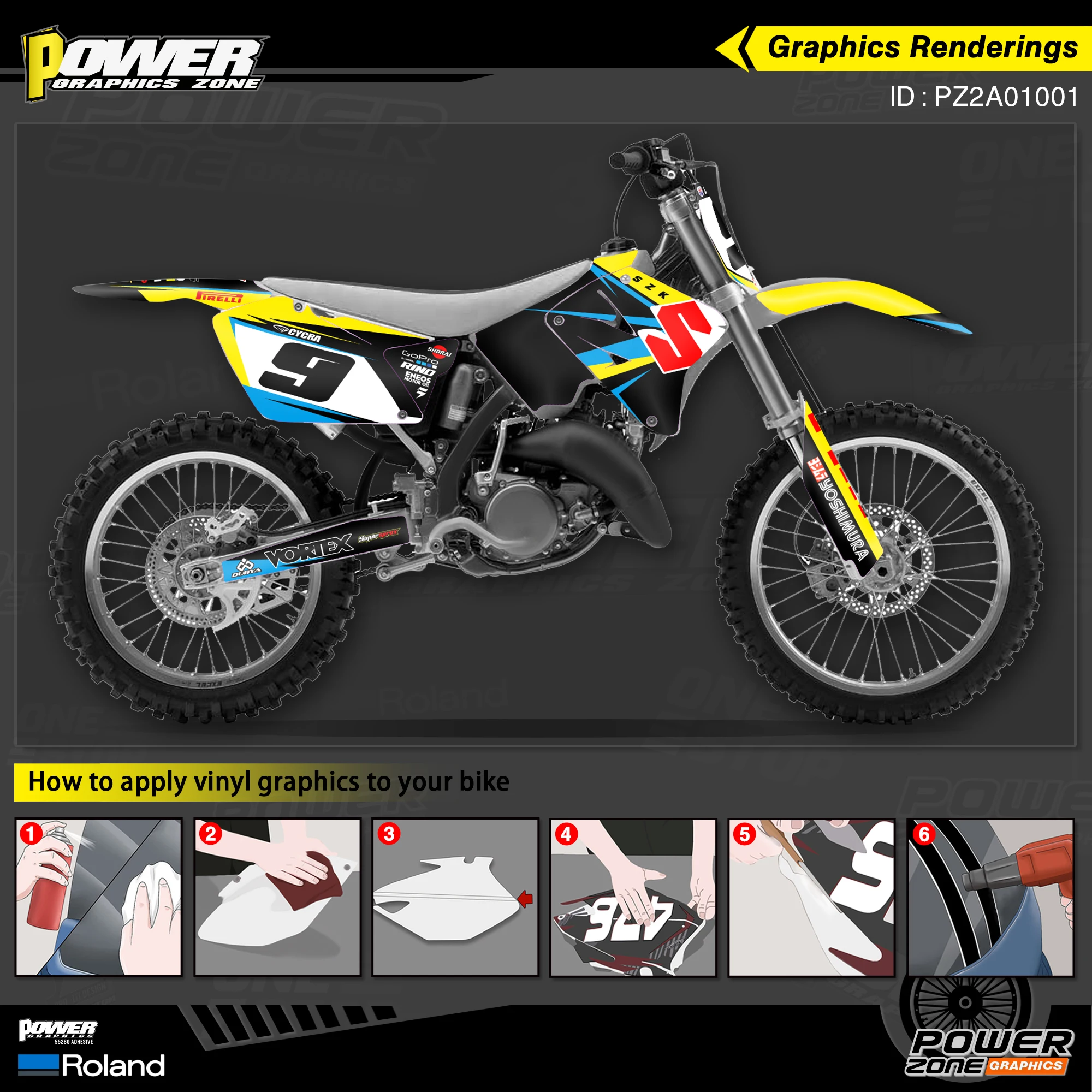 Персонализированные графические наклейки PowerZone Team Набор наклеек для SUZUKI Decal 2001-2012