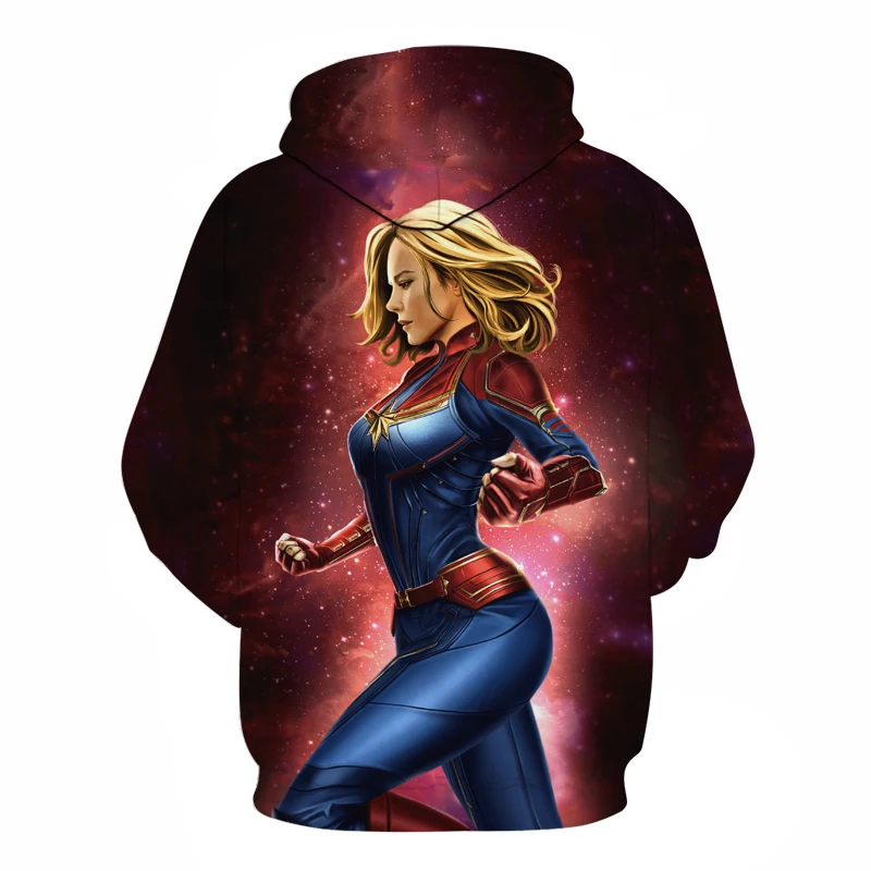 Горячая Распродажа мужские 3D толстовки с принтом капитана Марвел толстовка