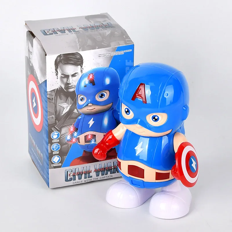 Captain with box Marvel Новые горячие Мстители игрушки танцующий Железный человек робот с музыкальным фонариком Тони Старк электрическая фигурка игрушка для детей подарок - Цвет: Captain with box