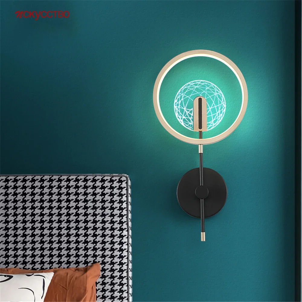 

Nordic Modern Minimalism Round Metal Led Wall Lamp Corridor Stairs Lighting Fixtures Hotel Restaurant Aisle Decoration Sconce