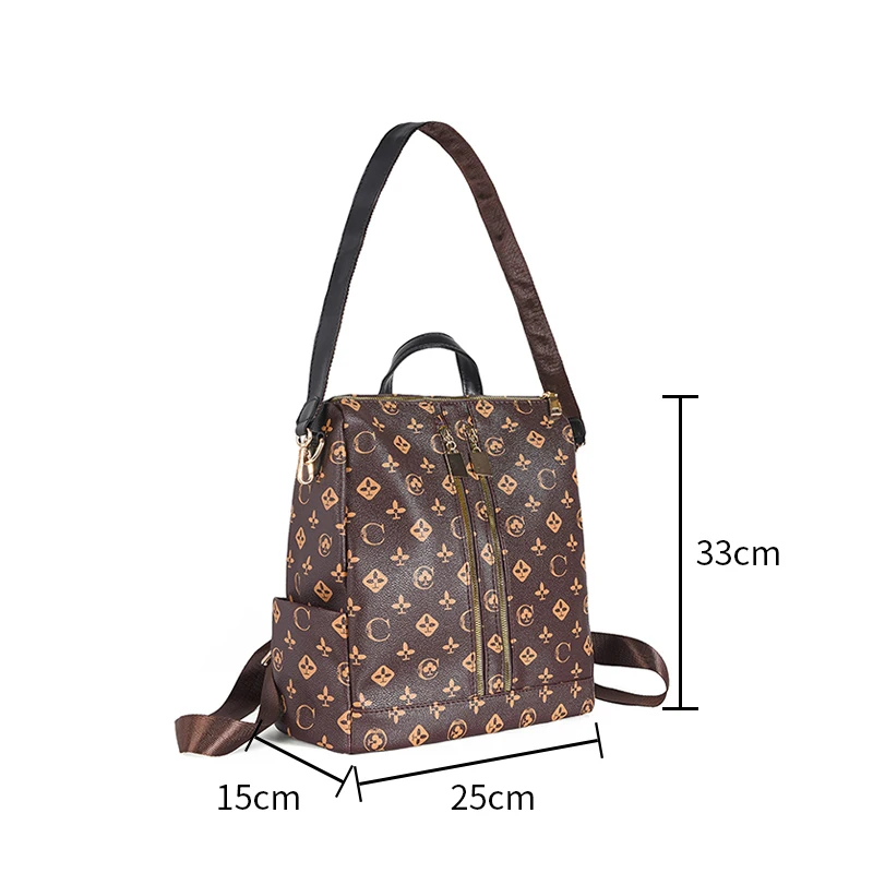 

Vintage Women Luxury Brand Design Backpack Tourist Monogram Anti-theft Pack Bag Big Capacity Bags for Girl with Letter Printing