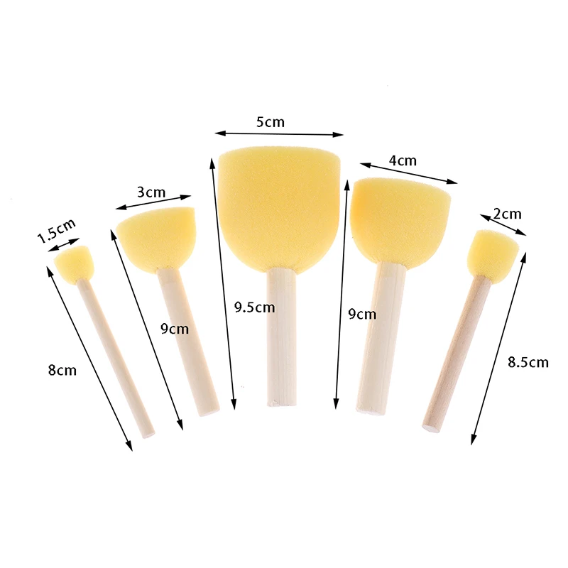 

5Pcs/Set Sponge Paint Brushes Toys Wooden Handle Seal Sponge Brushes Kids Children Drawing Painting Graffiti Brush