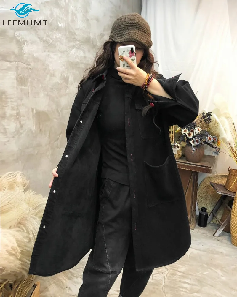 

Women Winter Fashion Casual Vintage Warm Long Coats Male Korean Style Solid Color Button Up Fleece Thick Corduroy Retro Jackets