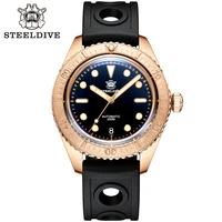 steeldive sd1965s men diver watch leather strap watches bronze automatic wristwatch dive 200m water resistant luminous sapphire