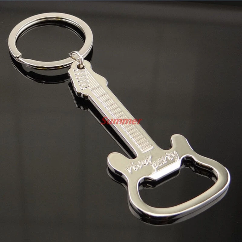 

Hot 1pc Zinc Alloy Beer Guitar Bottle Opener Keyring Key Chain Key Ring Gift Kitchen Accessories