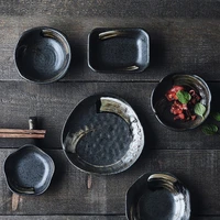 japanese style 1pc ceramic vinegar dish household retro tableware soy saucer dipping plate flower shape ketchup sauce dishes
