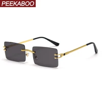 peekaboo green blue mirror sunglasses rimless men uv400 2022 female frameless retro sun glasses for men colorful high quality