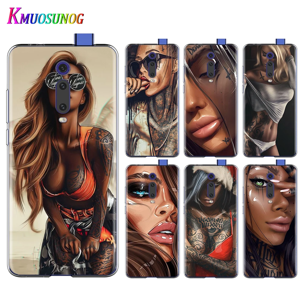 

Sexy Sleeve Tattoo Girl For Xiaomi Redmi 9I 9T 9A 9C 9 Prime 8A 8 7A 7 6A 6 5 5A 4X PRO Plus Transparent Soft Phone Case