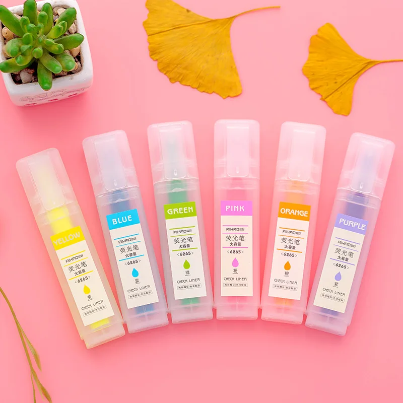 Флуоресцентная ручка маркер для рисования разноцветная матовая со скошенными