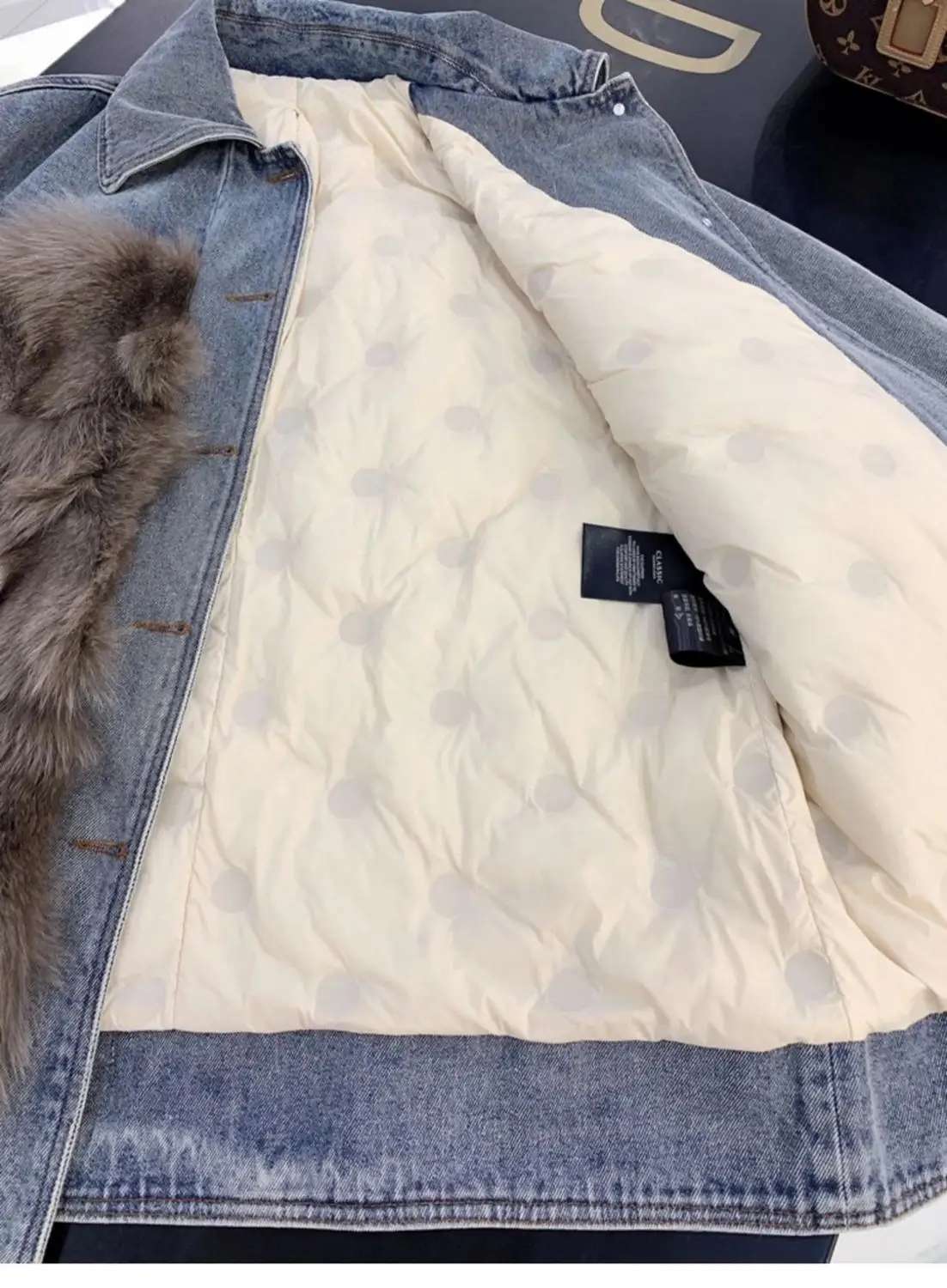 

2020 Women Loose Real Fox fur Coats Jeans Long Sleeeve Thick Lining Natural Fox Fur Jacket Oversized Female Overcoat Plus Size