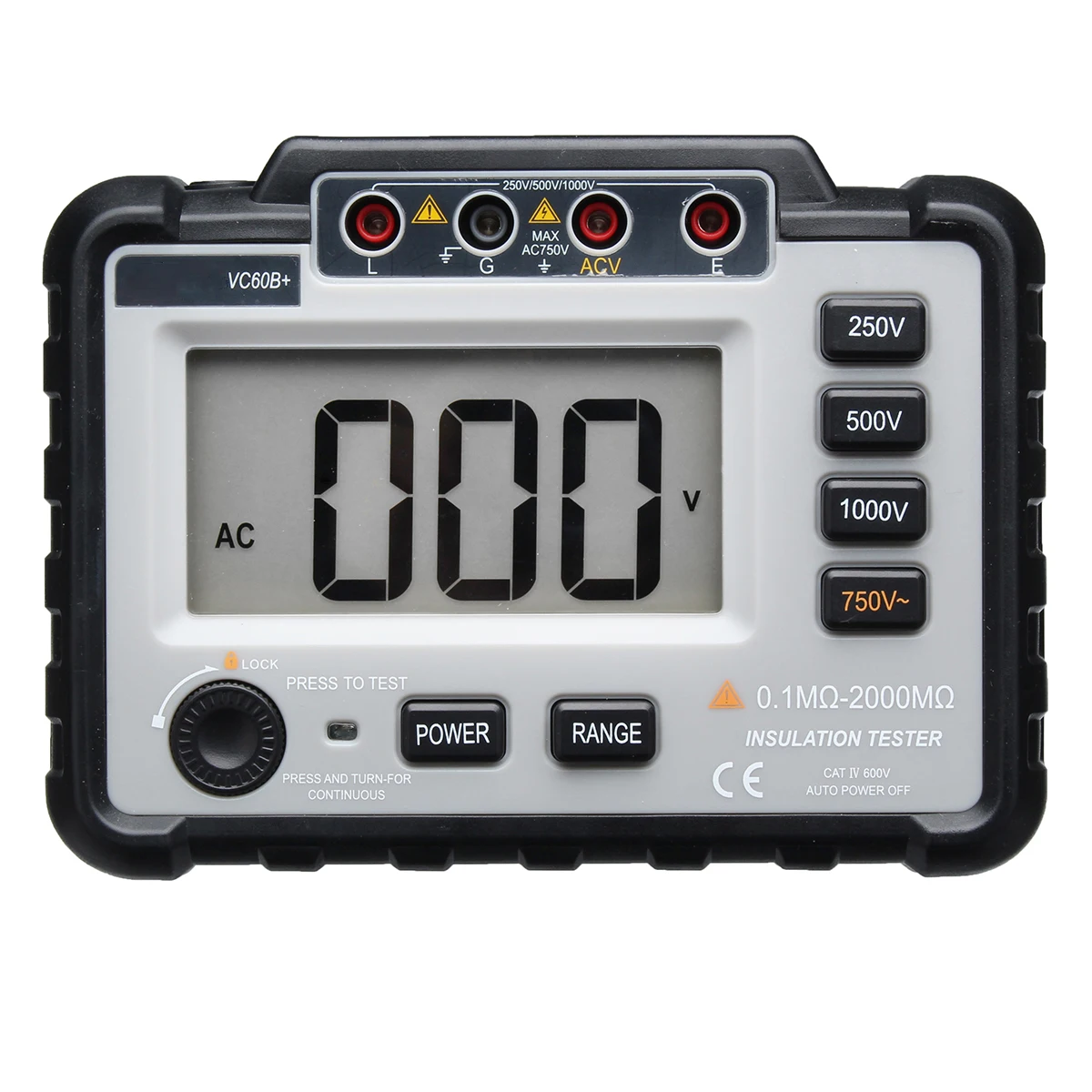 Цифровой тестер сопротивления изоляции Jiguoor Megger MegOhm измеритель 250/500/1000V DC легкий