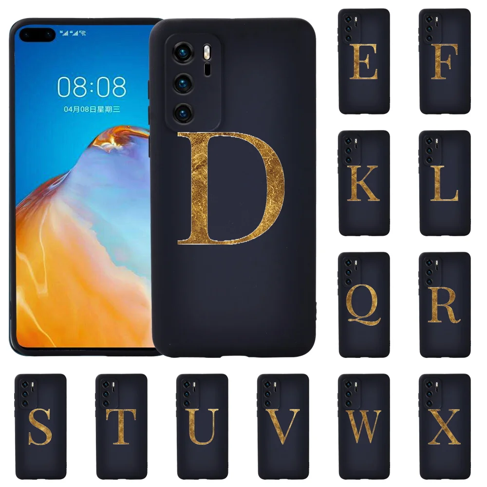 

Luxury Soft TPU Silicone Phone Case for Huawei P20/P20 Pro/P30 Pro/P30 Plus/P30 LITE/P40/P40 Pro Initial Name Pattern Cover