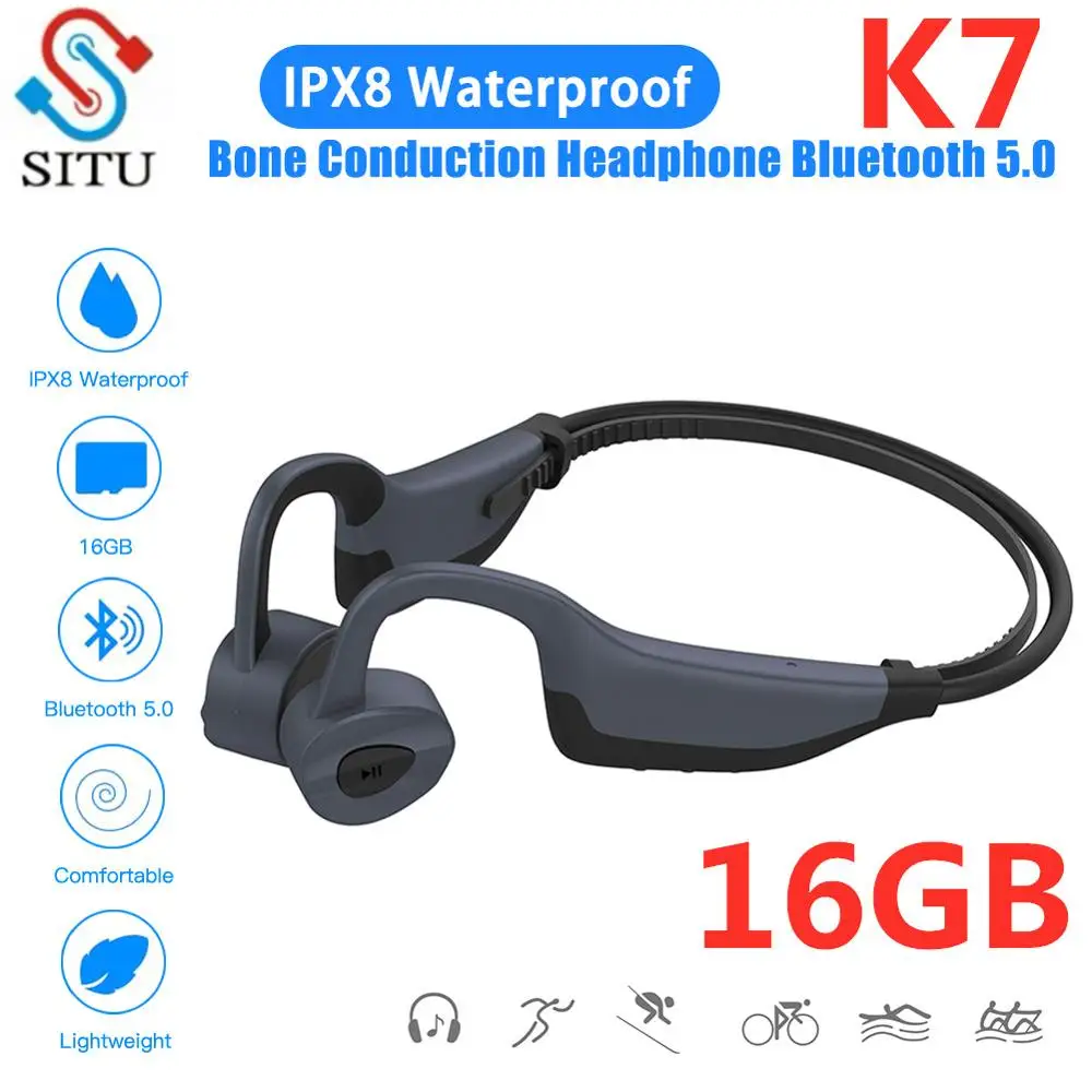 Новый MP3 плеер K7 с костной проводимостью 16 ГБ Bluetooth 5 0 гарнитура 2 в 1