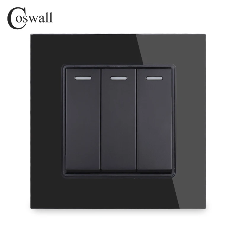 Панель COSWALL из хрустального закаленного стекла 3 клавиши 1 канал ВКЛ./ВЫКЛ.