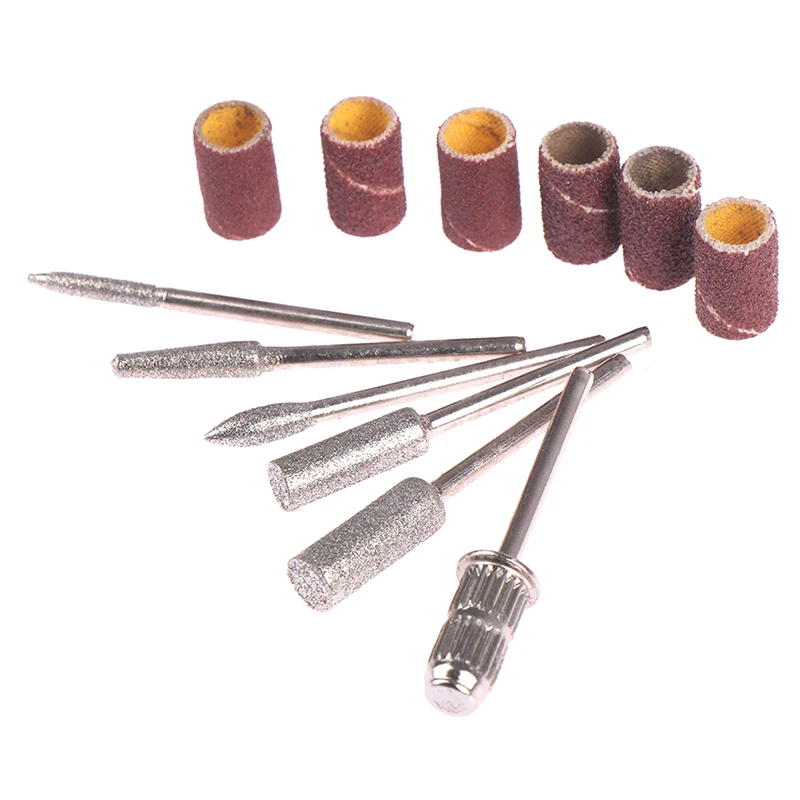 6 шт. сверла для дизайна ногтей сменная наждачная бумага набор головок с чехлом