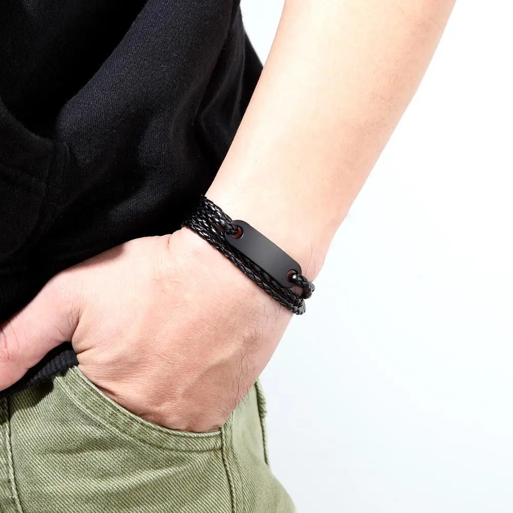 

new style! Charm Vintage Black Bracelet for Men's Newest 5-Circle Leather Bracelet in 2020! 5 color options