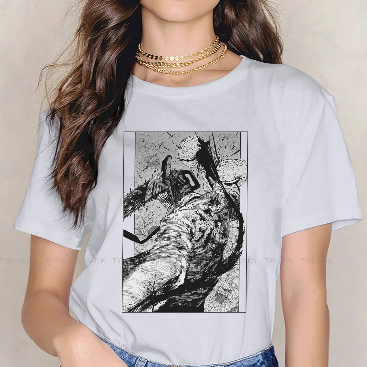 

Chainsaw Man Comics TShirt for Woman Girl 4XL 5XL Premium Soft Leisure Tee T Shirt Novelty Loose