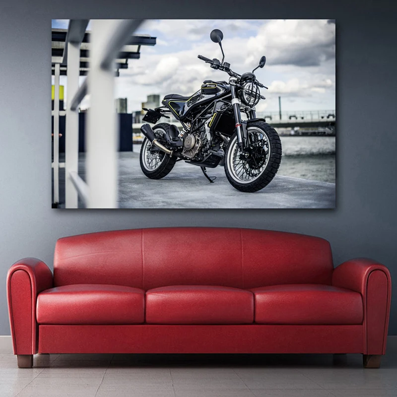 Картина на холсте с изображением мотоцикла Husqvarna Svartpilen 401 картина транспортных