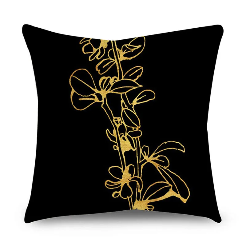 Cushion Cover Black Gold Polyester Pillow Car Decor Bedroom Color Series Fashion Element Case | Дом и сад