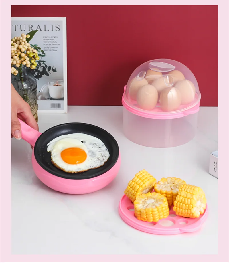 

Multifunction Household Mini Egg Omelette Pancakes Electric Fried Steak Frying Pan Non-Stick Boiled eggs boiler steamer Shut Off