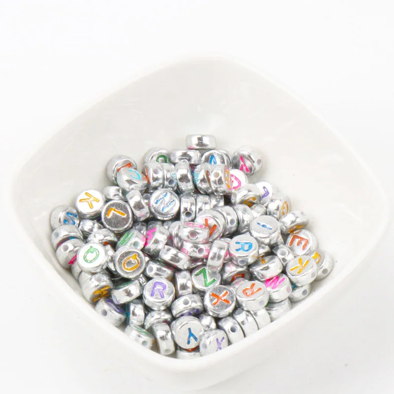

DIY 100Pcs 7x4mm Mixed Alphabet Letter Acrylic Charming Flat Spacer loose Beads For Jewelry Making
