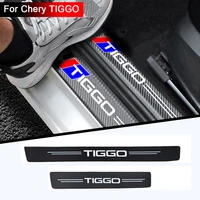 4pcs car sticker door carbon leather fiber sill plate for chery tiggo 3 4 5 7 pro 8 stickers accessories protector decals