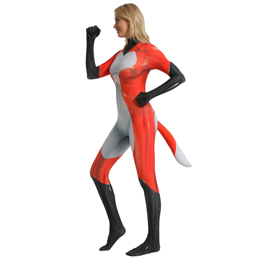 Rena Rouge Божья коровка кошка Нуар Косплей Костюм Хэллоуин лиса животное zentai костюм 3D принт спандекс боди для детей/взрослых с хвостом
