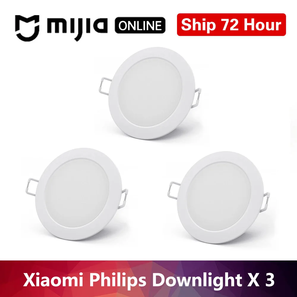 Xiaomi Philips Zhirui светильник Интеллектуальный светильник пульт дистанционного управления белый и теплый светильник 200lm 3000-5700k Регулируемая Цветовая температура - Комплект: Downlight 3PCS