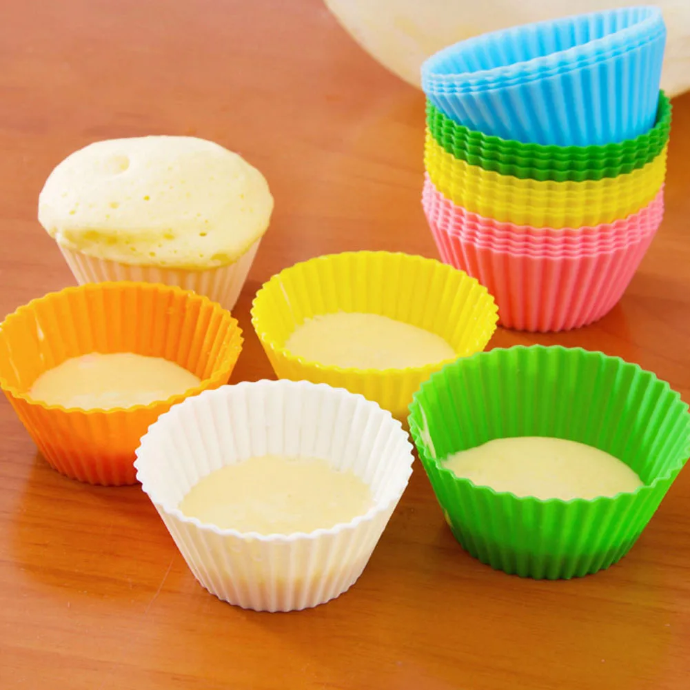 

Soft Round Silicone Cake Mold fondant decorating Muffin Chocolate Silicone Cupcake Liner Baking Cup Mold Color Random