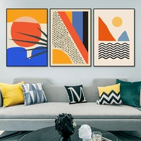 abstract sun plant leaf geometric canvas painting scandinavian poster and print wall art picture for living room home decoration