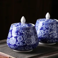 classical blue and white porcelain tea caddy household candy coffee storage box modern ceramic storage tank home decoration gift