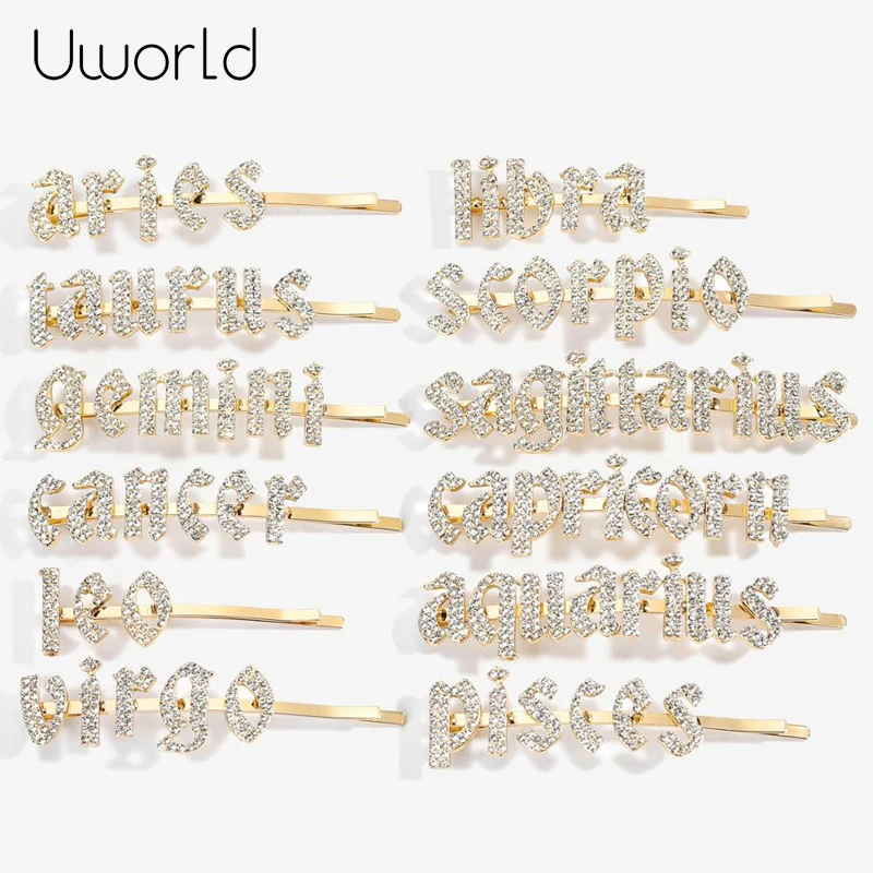 Заколки для волос со знаками Зодиака и кристаллами|Украшения волос| |