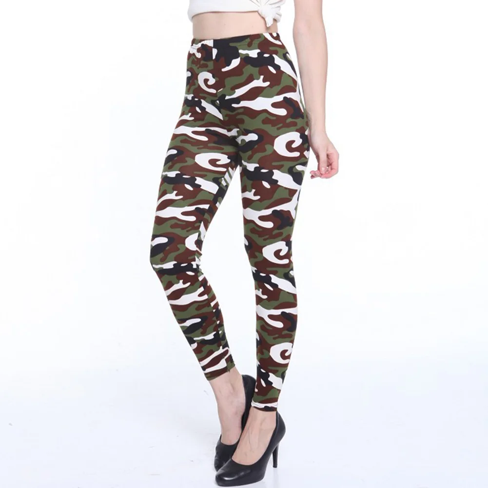 Модные весенне осенние женские леггинсы с эластичной высокой талией камуфляжные